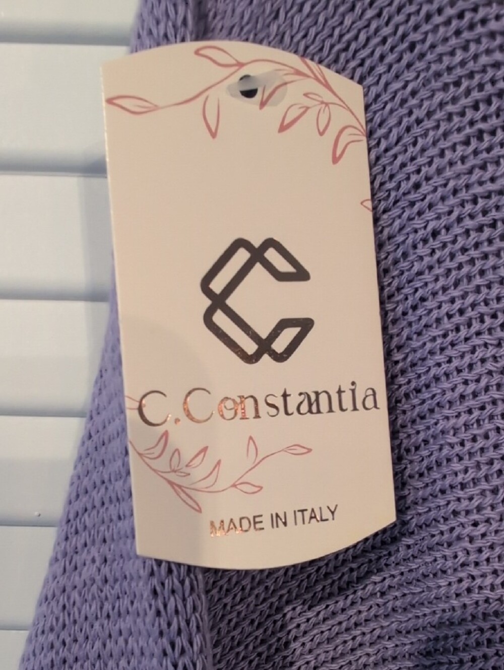 C. Constantia Made In Italy Lavender Knit Sweater with Floral Accent NWT - Picture 3 of 6